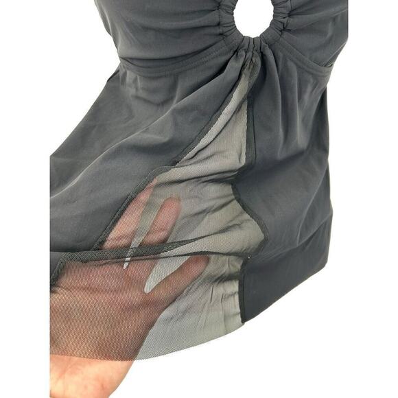 Amoressa Tankini Swim Top Sheer Front Panel Circle Detail Size Medium Black - Picture 5 of 16